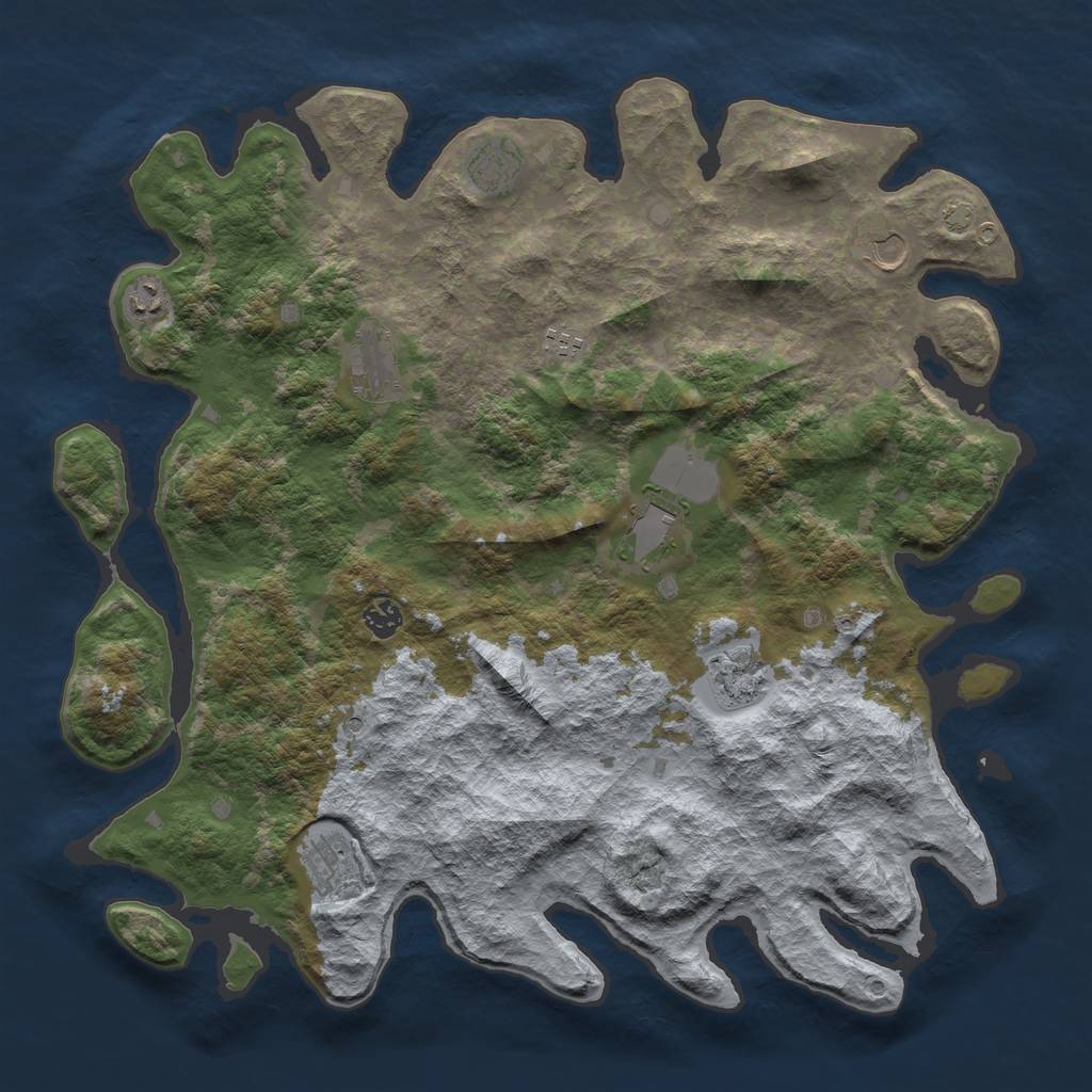 Rust Map: Barren, Size: 4400, Seed: 67781201, 13 Monuments