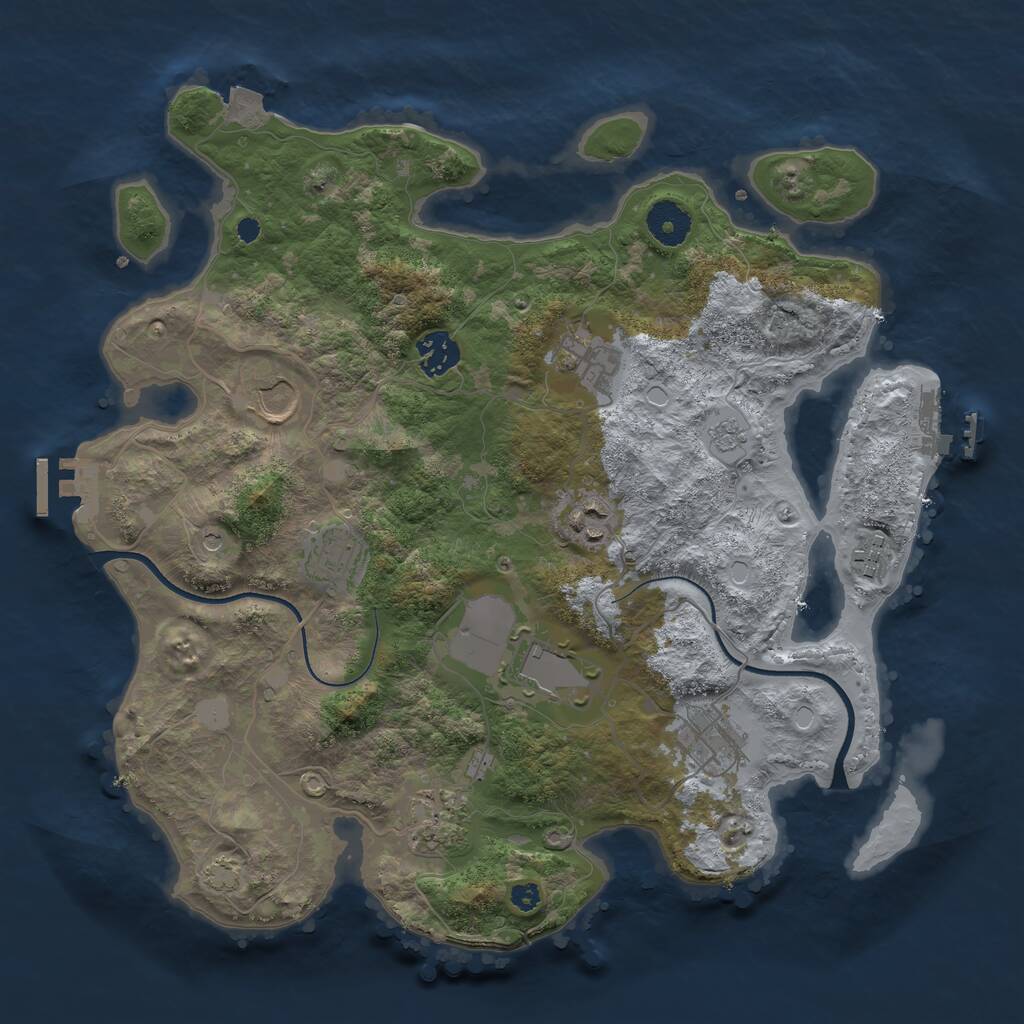 Rust Map: Procedural Map, Size: 3550, Seed: 27374244, 15 Monuments