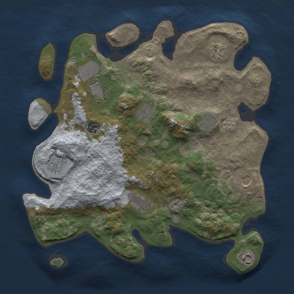 Rust Map: Barren, Size: 3650, Seed: 7260758, 14 Monuments