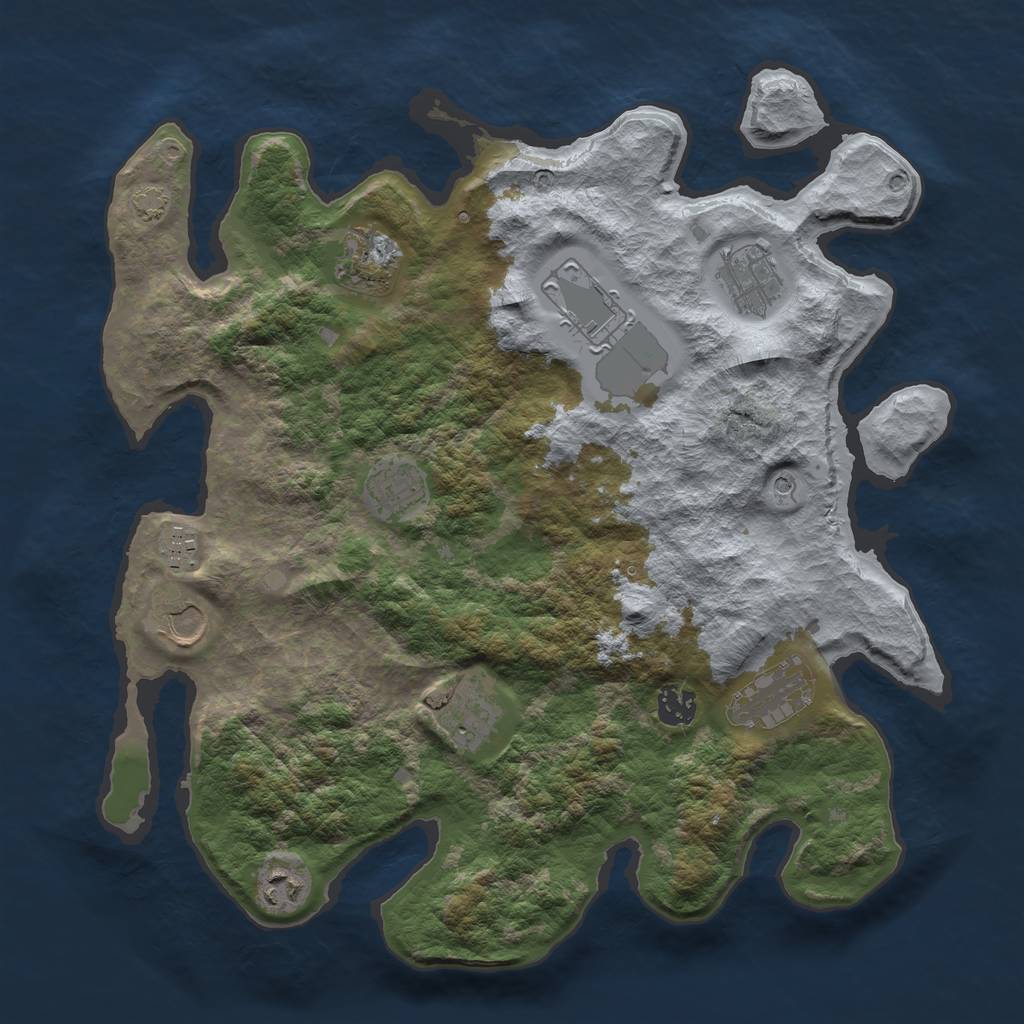 Rust Map: Barren, Size: 3750, Seed: 95358196, 14 Monuments
