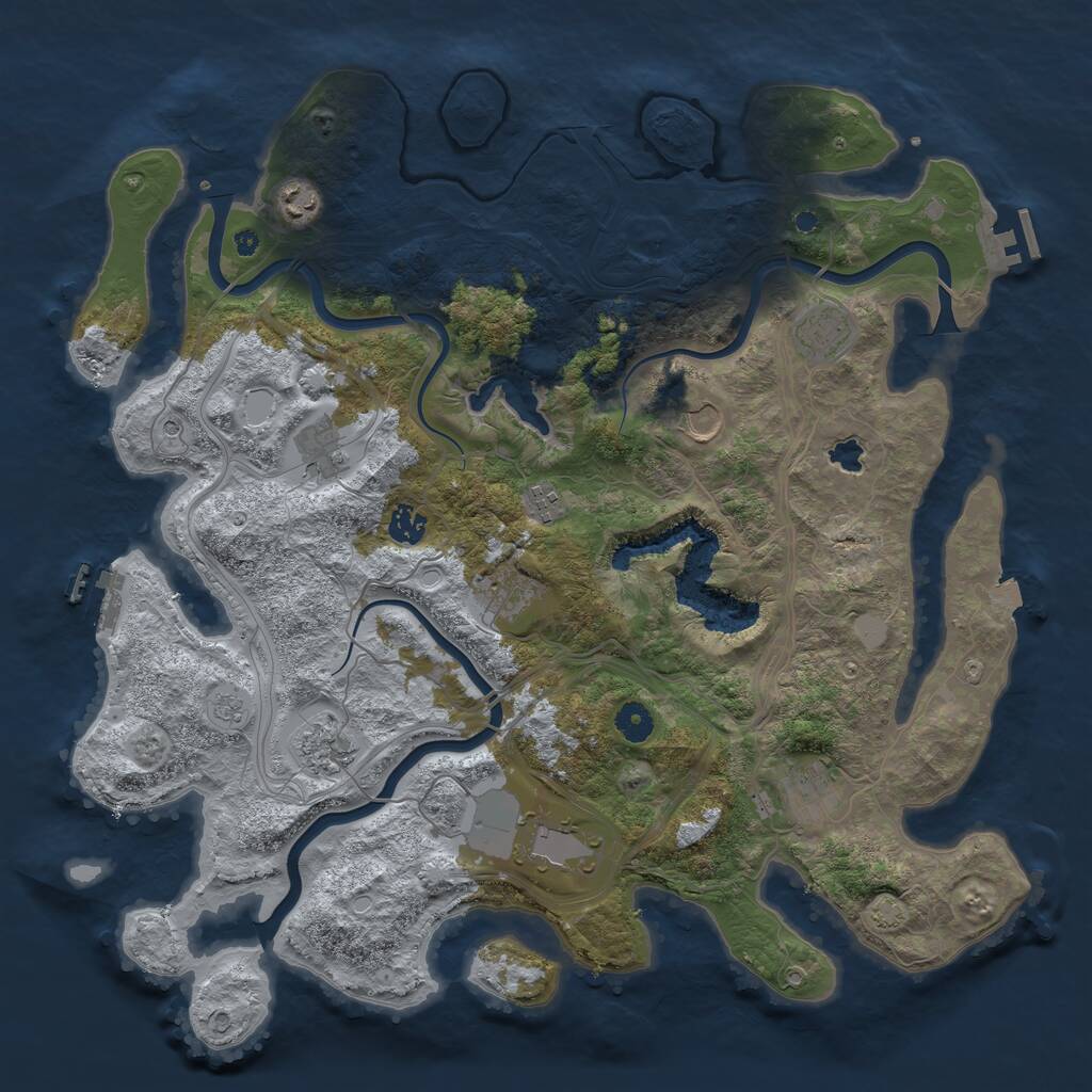 Rust Map: Procedural Map, Size: 4300, Seed: 36135542, 16 Monuments