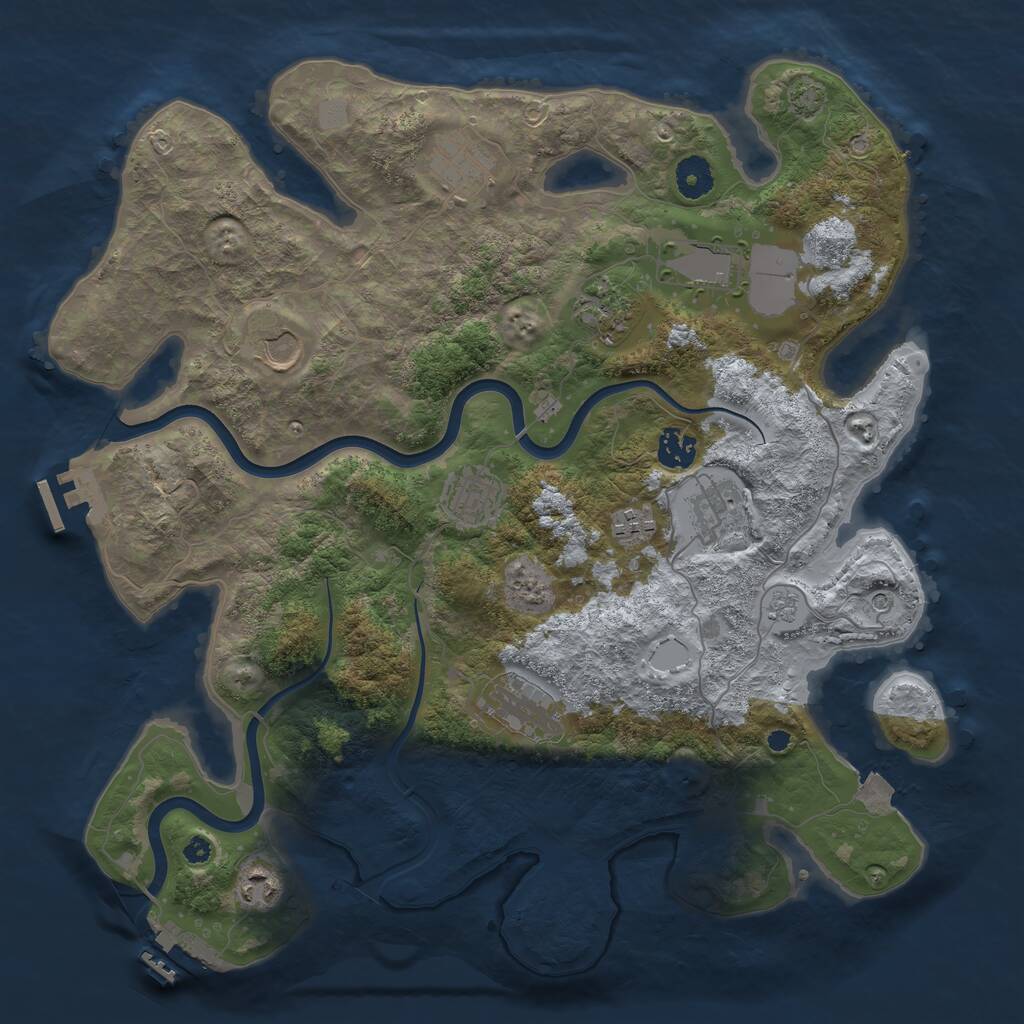 Rust Map: Procedural Map, Size: 3850, Seed: 56230770, 16 Monuments