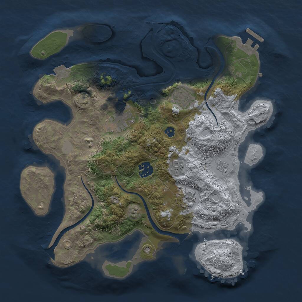 Rust Map: Procedural Map, Size: 3000, Seed: 5749, 10 Monuments