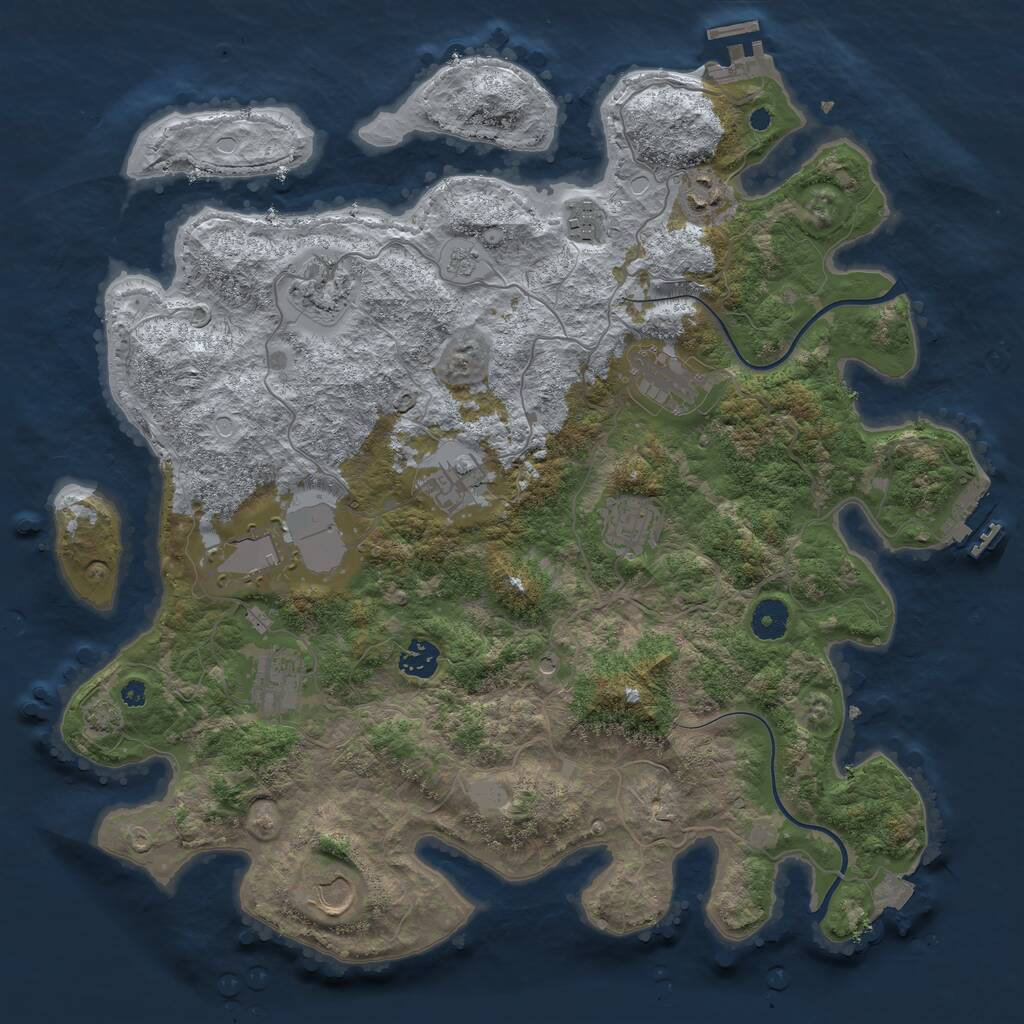 Rust Map: Procedural Map, Size: 3950, Seed: 79458396, 16 Monuments