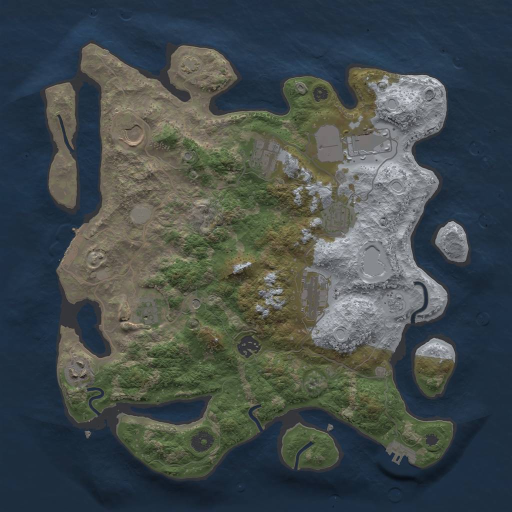 Rust Map: Procedural Map, Size: 3600, Seed: 74556206, 16 Monuments