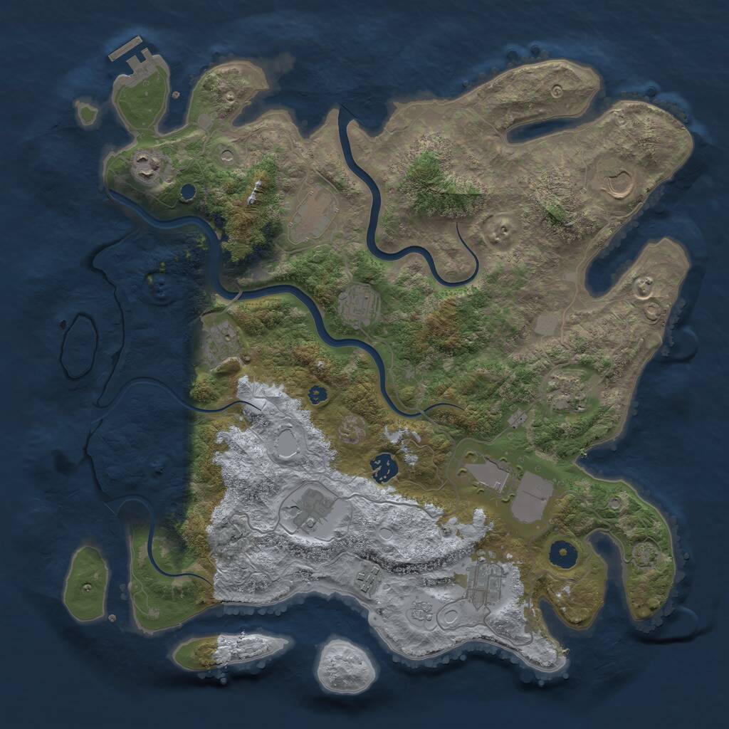 Rust Map: Procedural Map, Size: 3950, Seed: 89099202, 16 Monuments