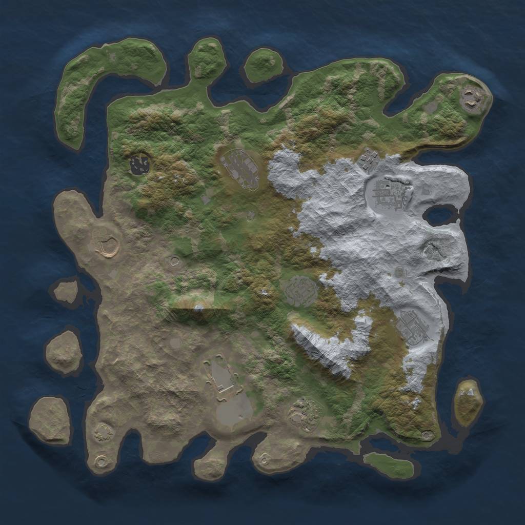 Rust Map: Barren, Size: 3850, Seed: 37849998, 14 Monuments