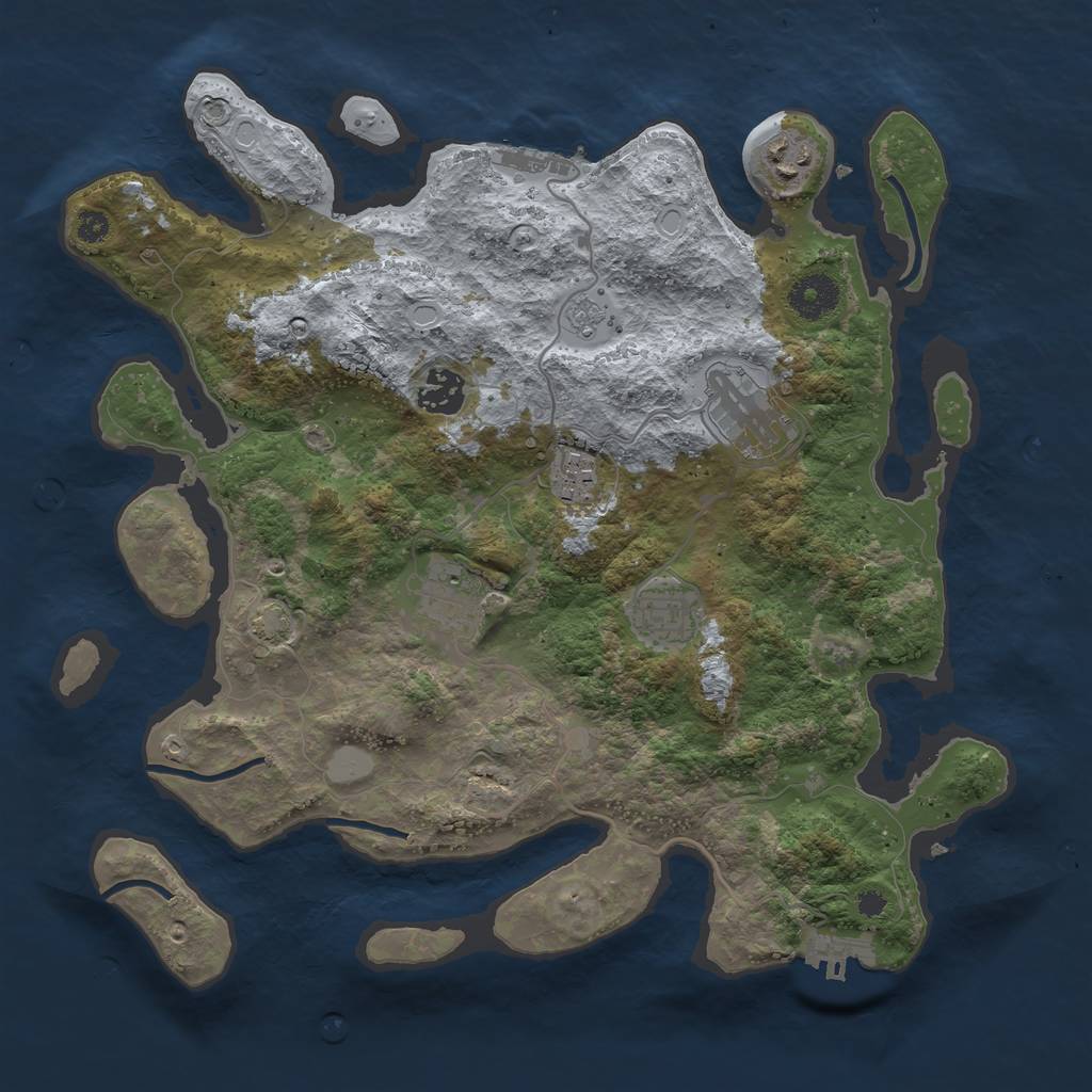 Rust Map: Procedural Map, Size: 3450, Seed: 38184772, 13 Monuments