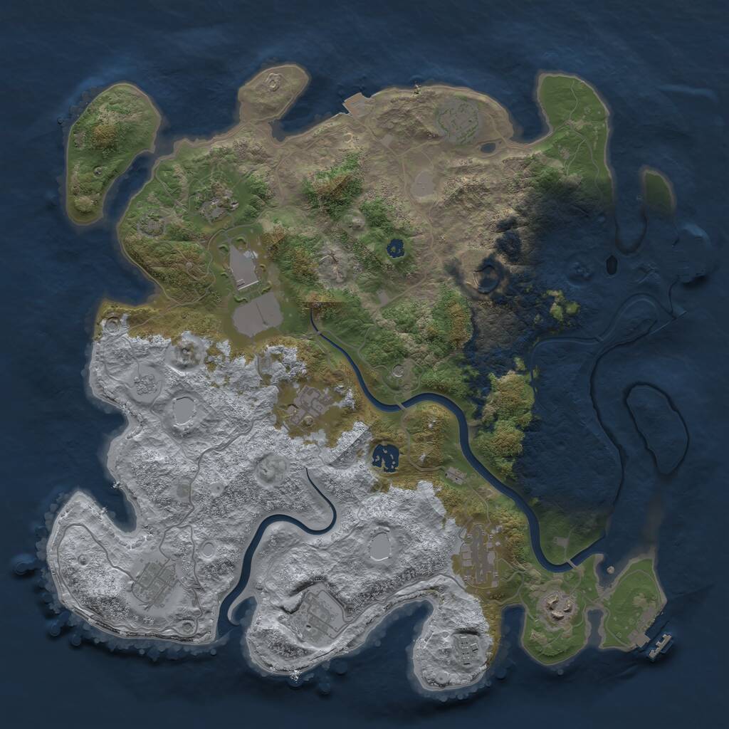 Rust Map: Procedural Map, Size: 3900, Seed: 93512326, 17 Monuments