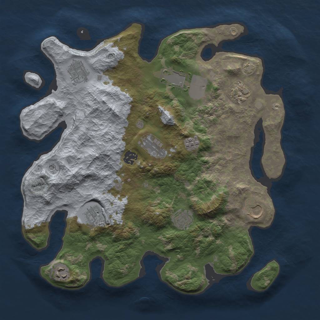 Rust Map: Barren, Size: 3600, Seed: 35265323, 14 Monuments