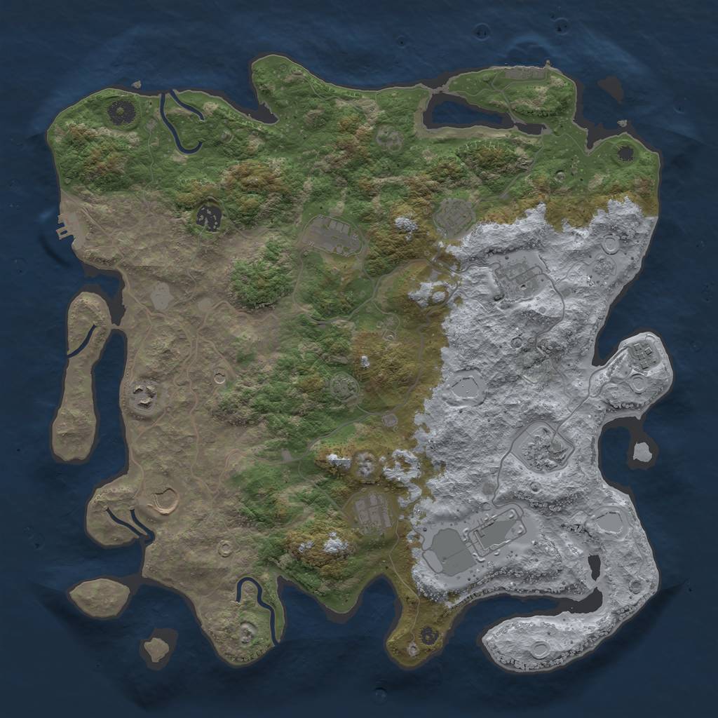 Rust Map: Procedural Map, Size: 4100, Seed: 78267806, 18 Monuments