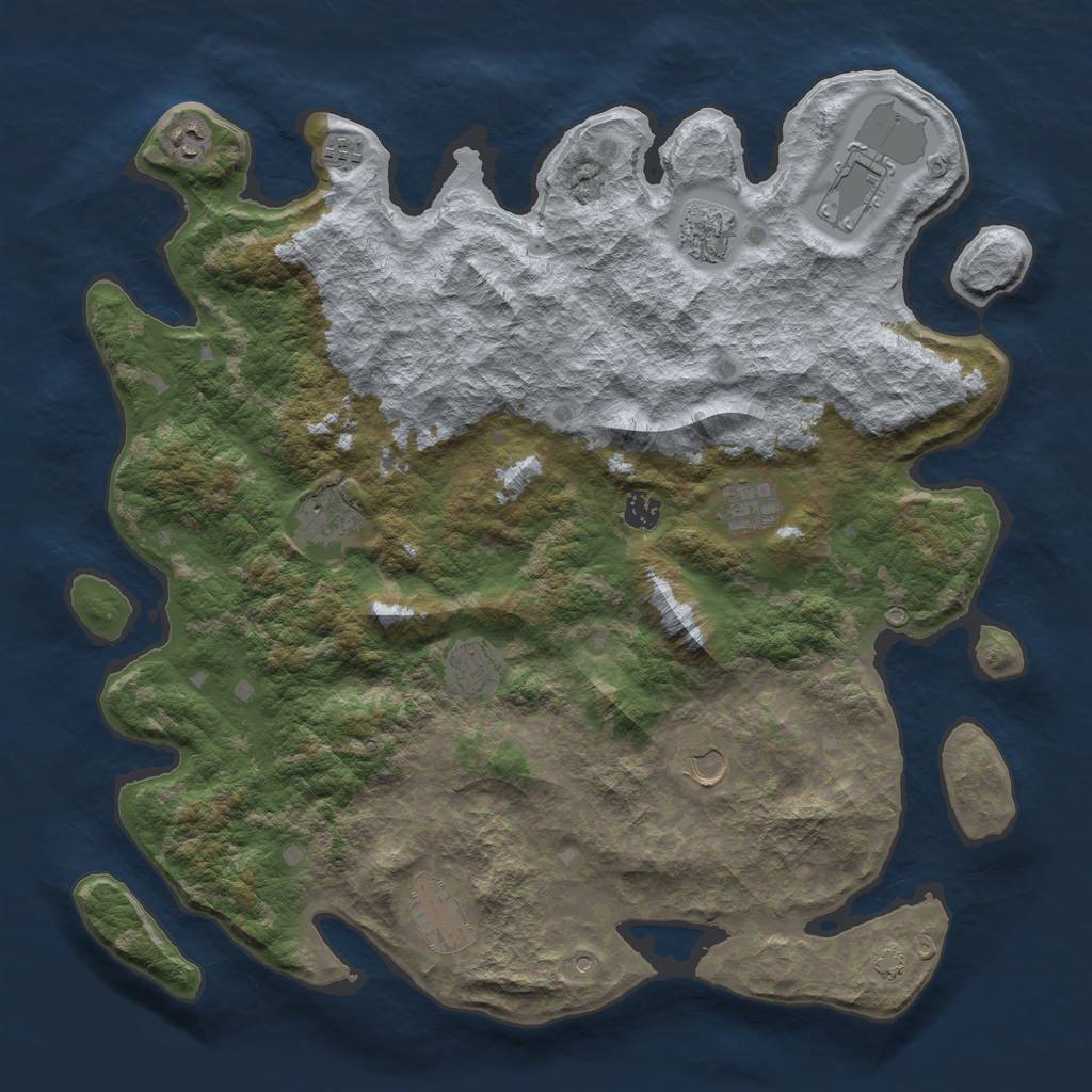 Rust Map: Barren, Size: 4400, Seed: 72487419, 14 Monuments