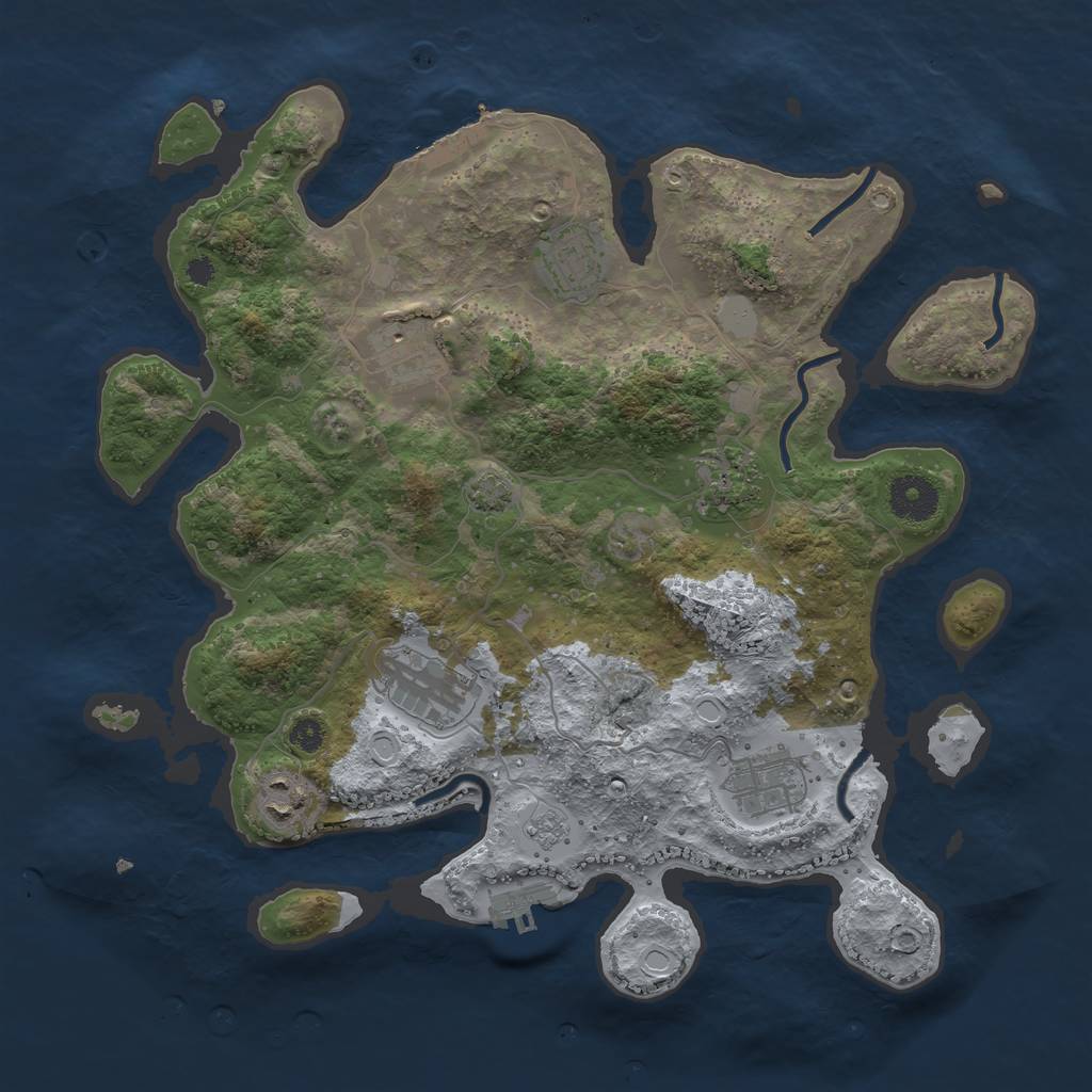Rust Map: Procedural Map, Size: 3450, Seed: 43795260, 13 Monuments