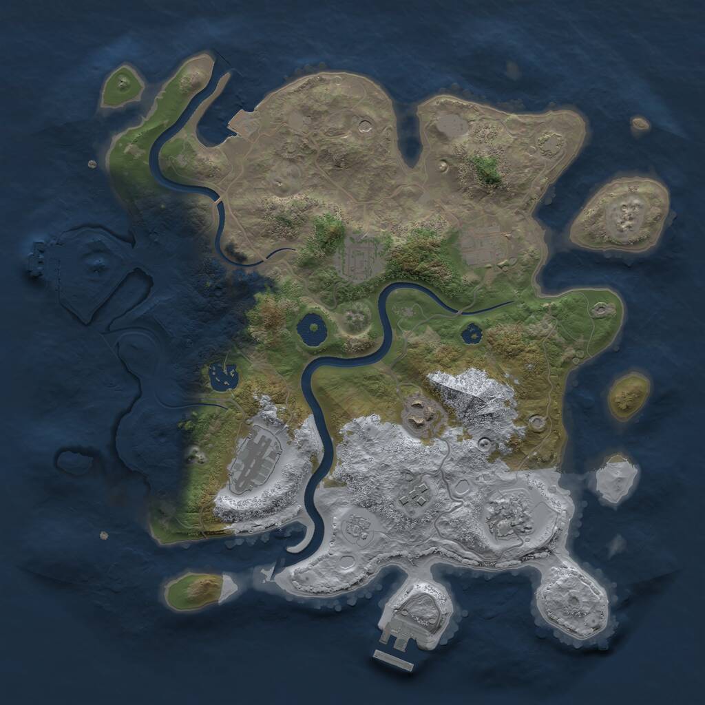 Rust Map: Procedural Map, Size: 3450, Seed: 43795260, 13 Monuments