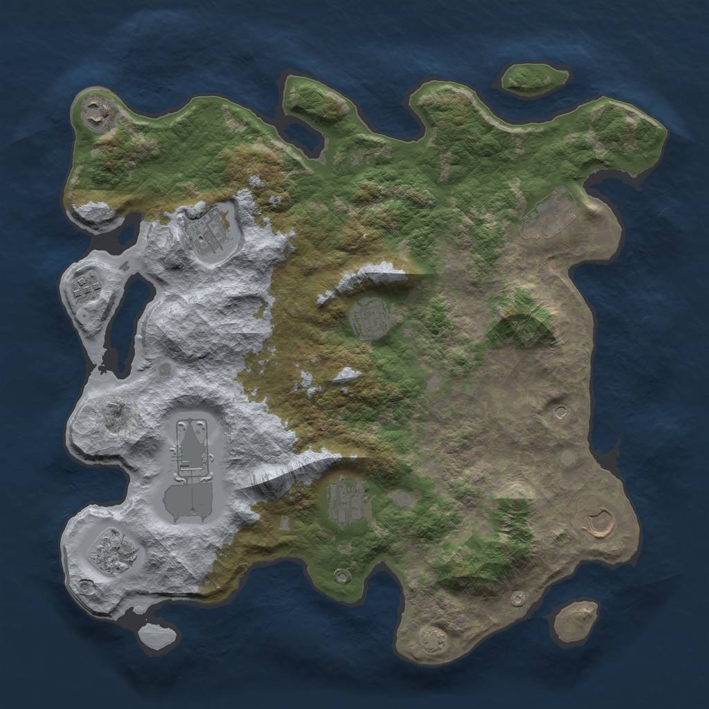 Rust Map: Barren, Size: 3850, Seed: 48570747, 13 Monuments