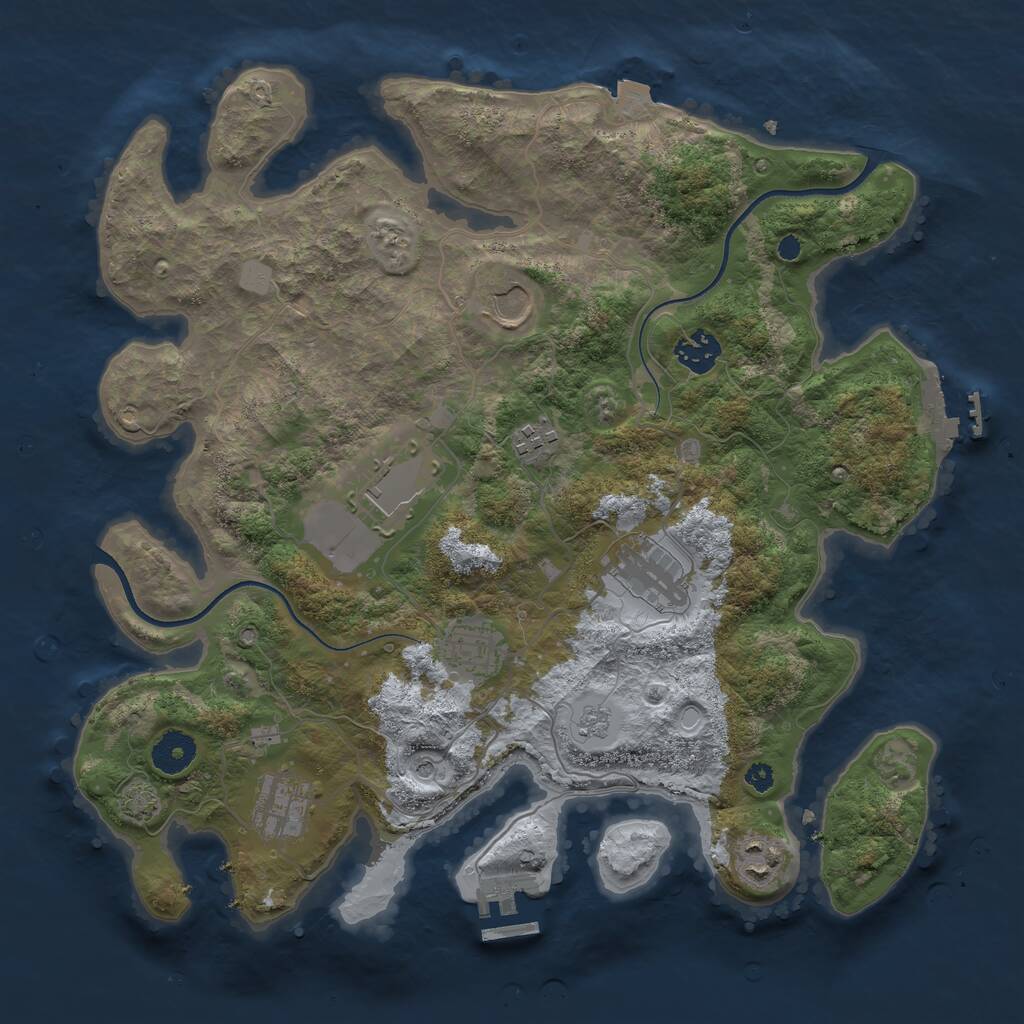 Rust Map: Procedural Map, Size: 3600, Seed: 86094810, 14 Monuments