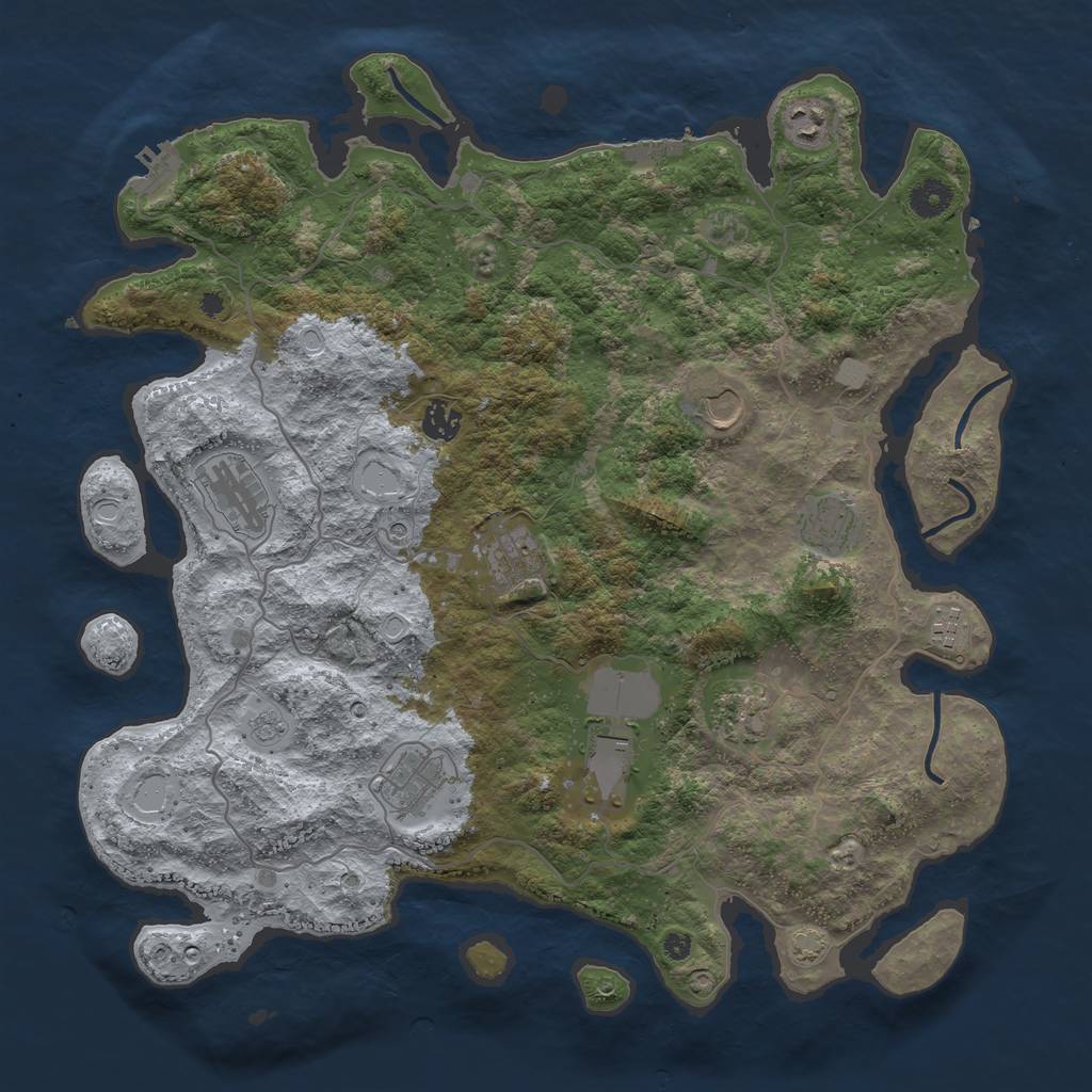 Rust Map: Procedural Map, Size: 4100, Seed: 27315598, 18 Monuments