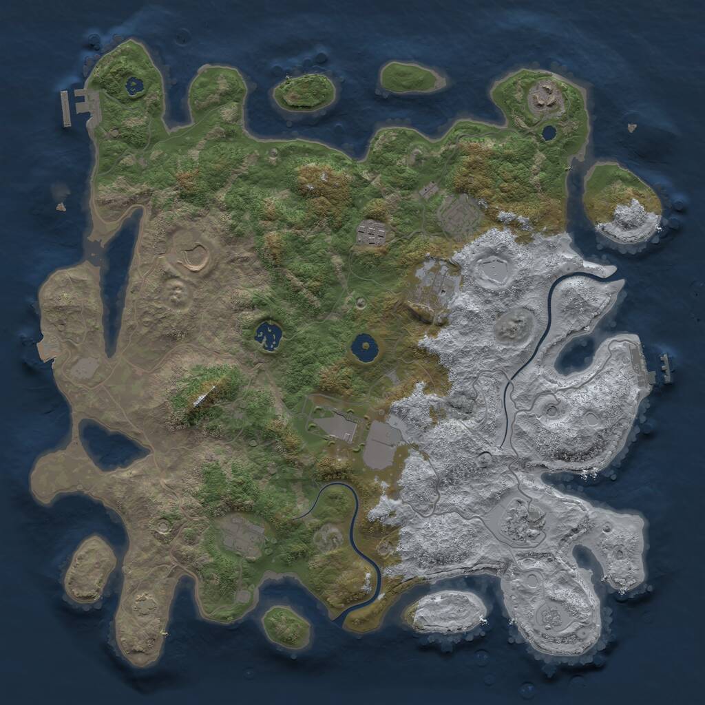 Rust Map: Procedural Map, Size: 3950, Seed: 79241081, 15 Monuments