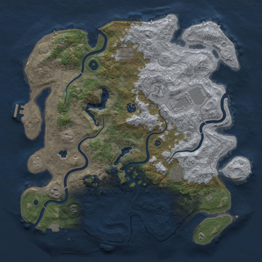 Rust Map: Procedural Map, Size: 4100, Seed: 44922886, 13 Monuments