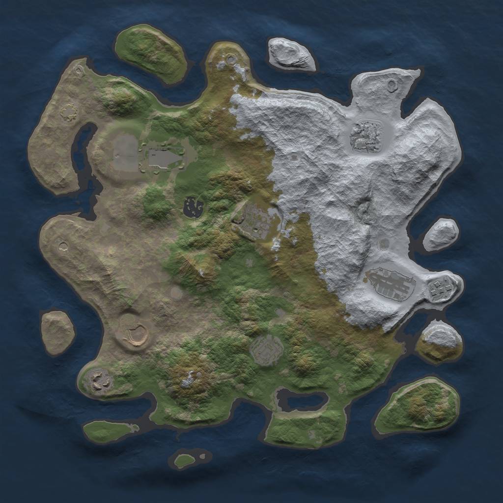 Rust Map: Barren, Size: 3600, Seed: 47587847, 13 Monuments