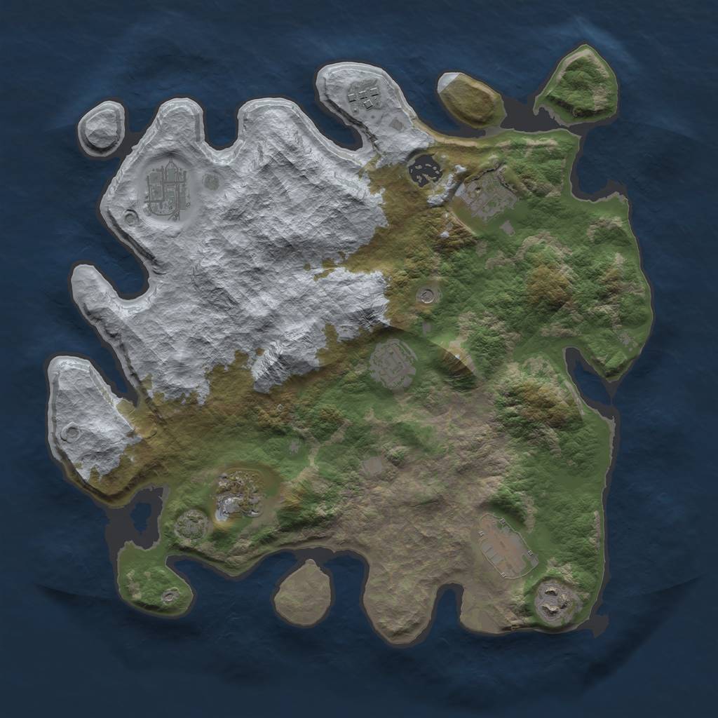 Rust Map: Barren, Size: 3450, Seed: 81414943, 12 Monuments