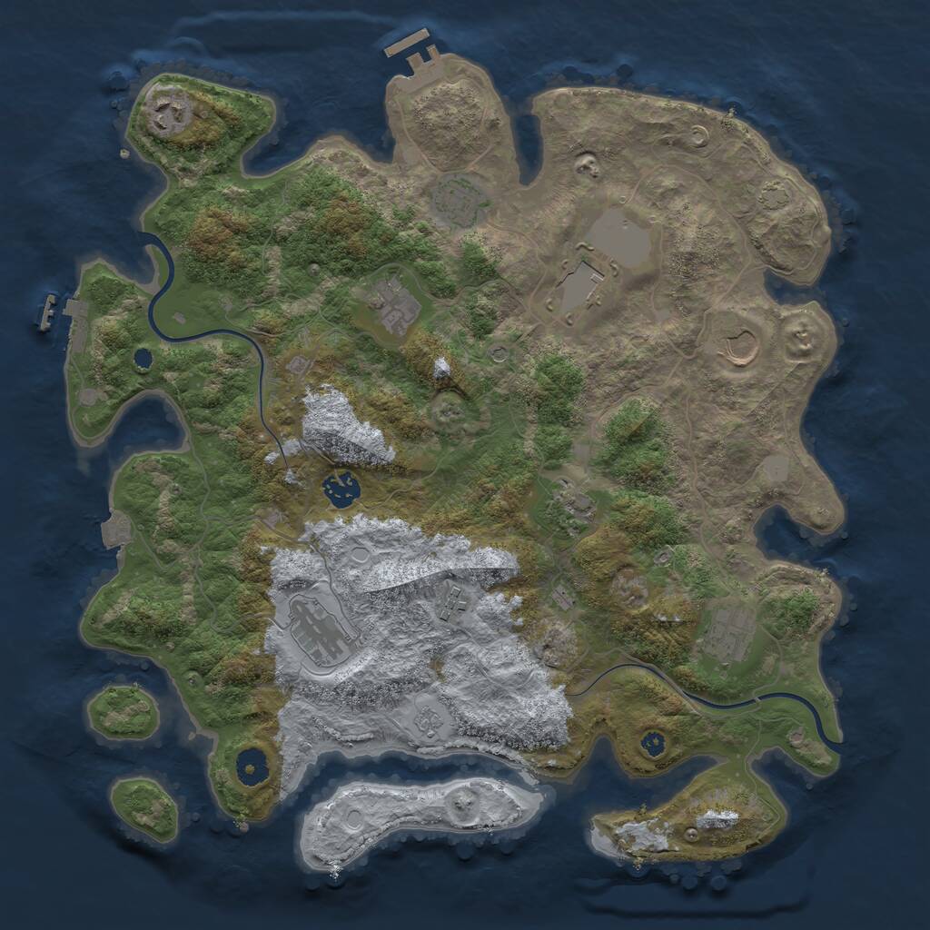 Rust Map: Procedural Map, Size: 3950, Seed: 40065945, 16 Monuments