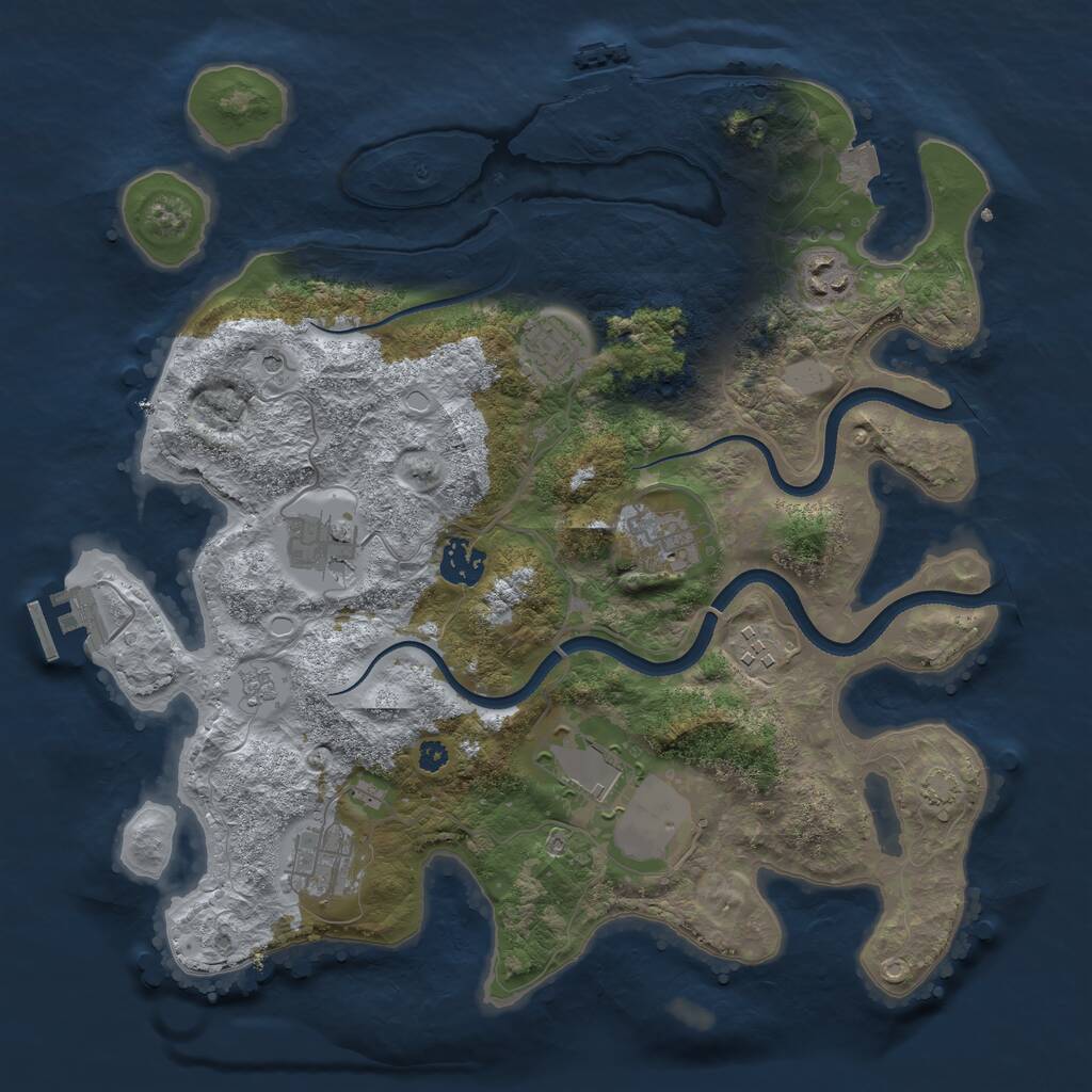 Rust Map: Procedural Map, Size: 3550, Seed: 8007393, 14 Monuments