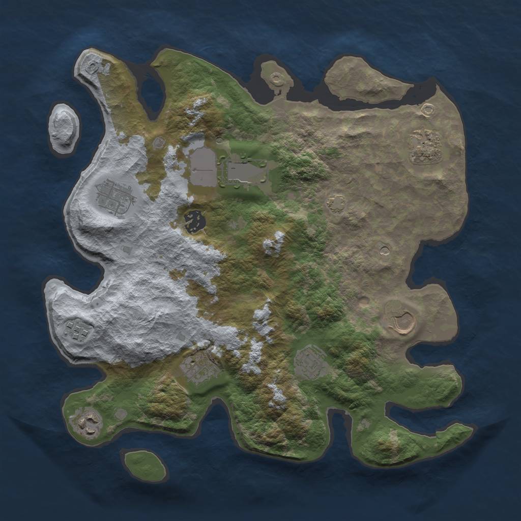 Rust Map: Barren, Size: 3500, Seed: 90736426, 13 Monuments