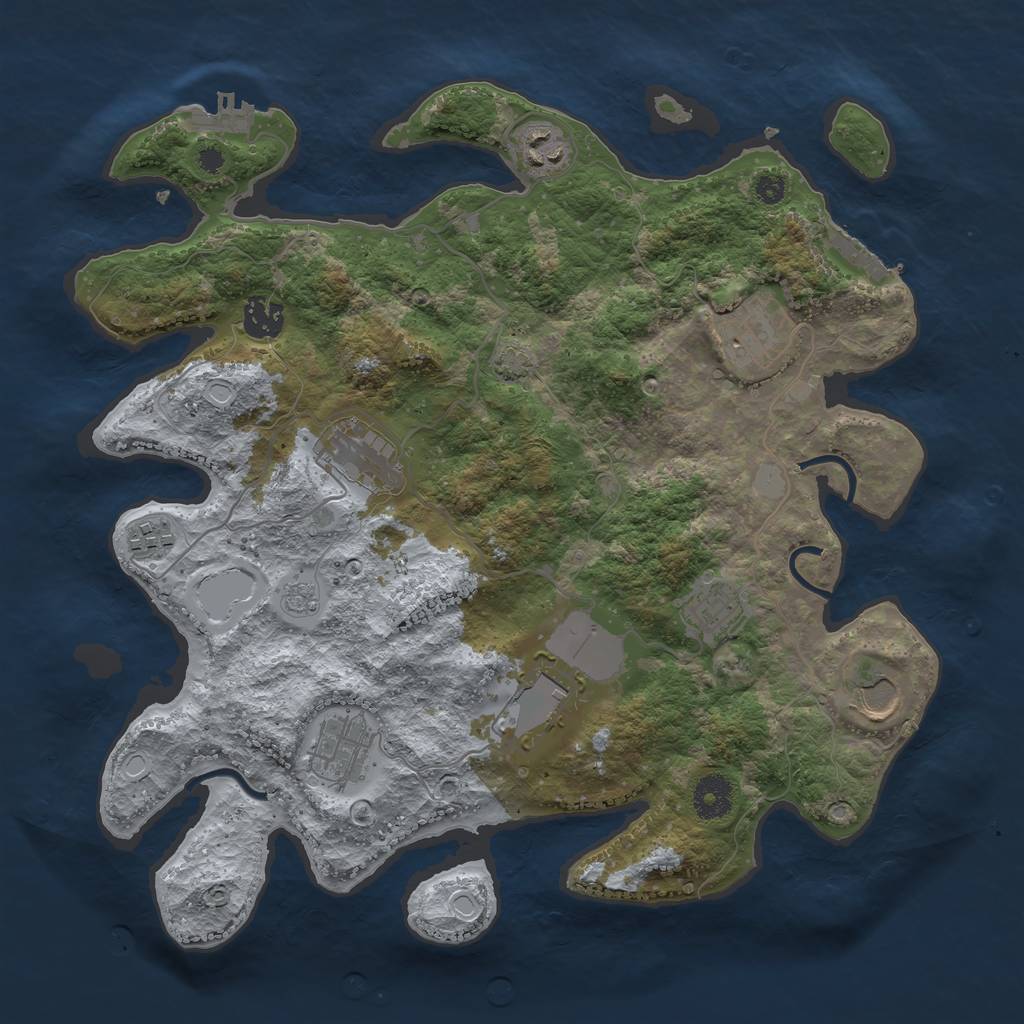 Rust Map: Procedural Map, Size: 3600, Seed: 4933281, 16 Monuments