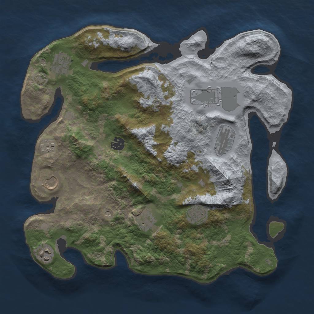 Rust Map: Barren, Size: 3500, Seed: 90621820, 13 Monuments