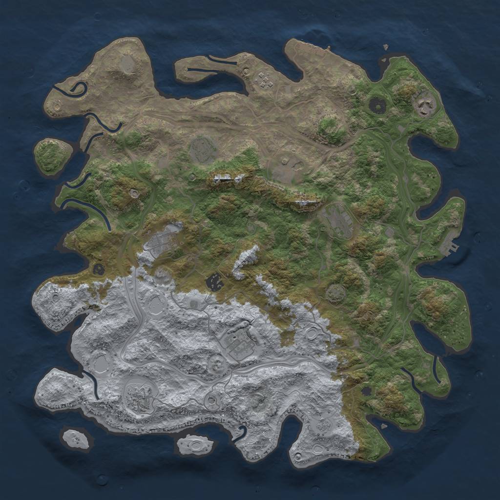 Rust Map: Procedural Map, Size: 4300, Seed: 54960806, 17 Monuments
