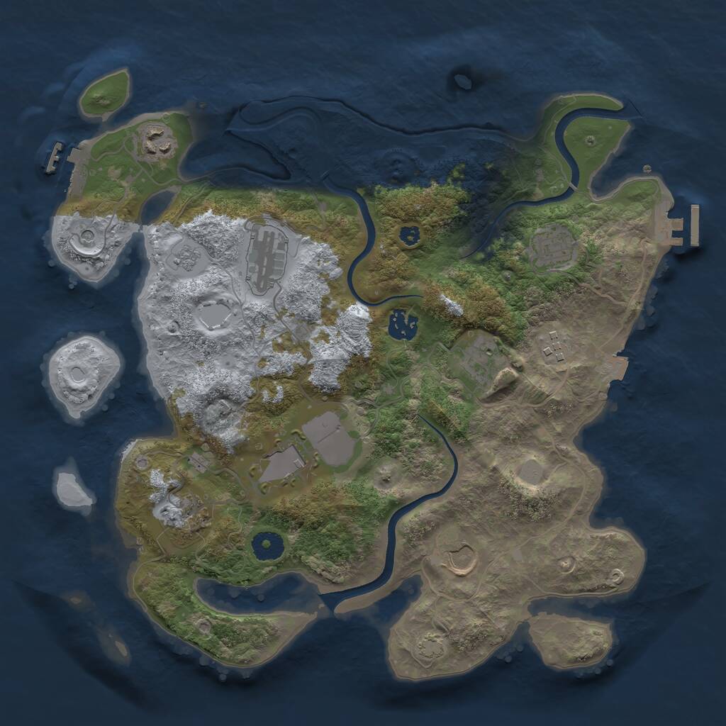 Rust Map: Procedural Map, Size: 3550, Seed: 70575355, 15 Monuments