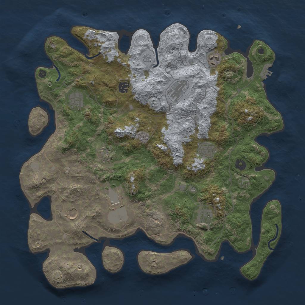 Rust Map: Procedural Map, Size: 4100, Seed: 54904280, 17 Monuments