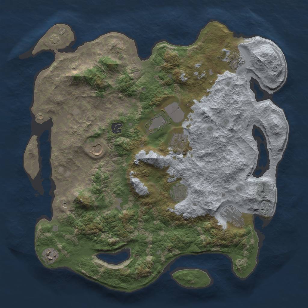 Rust Map: Barren, Size: 4000, Seed: 46578857, 13 Monuments