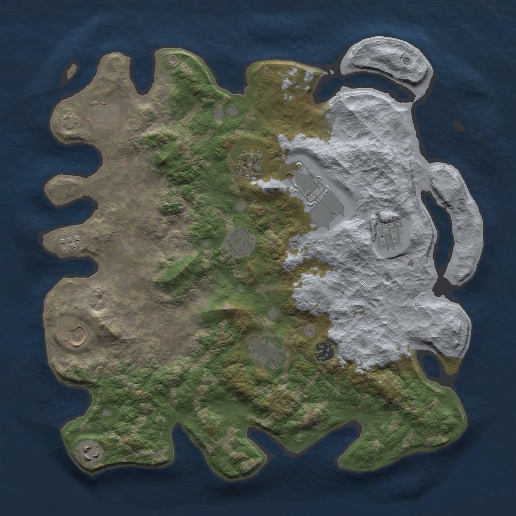 Rust Map: Barren, Size: 4000, Seed: 69589941, 14 Monuments