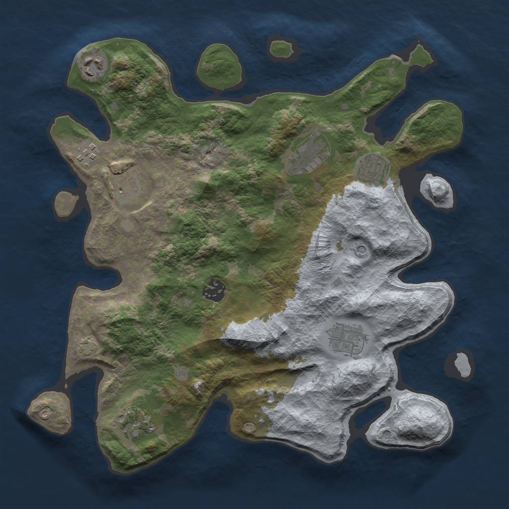 Rust Map: Barren, Size: 3400, Seed: 1837589, 12 Monuments