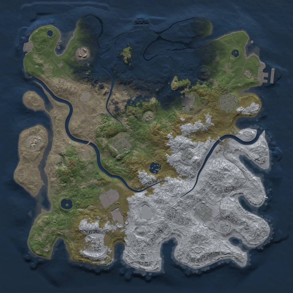 Rust Map: Procedural Map, Size: 3900, Seed: 63569149, 15 Monuments