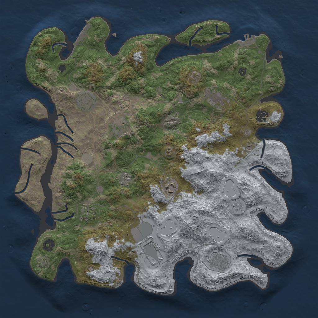 Rust Map: Procedural Map, Size: 3900, Seed: 63569149, 17 Monuments