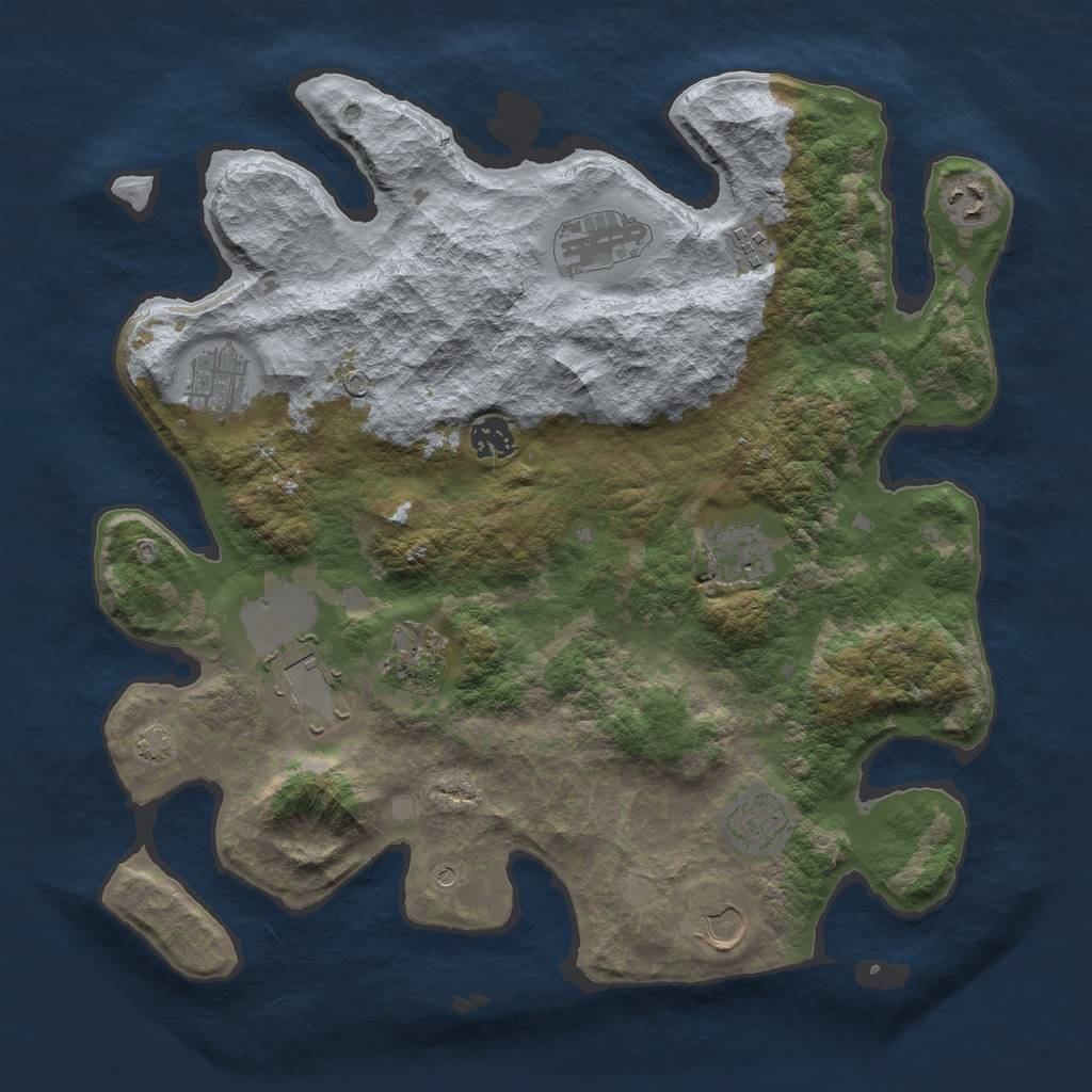 Rust Map: Barren, Size: 3800, Seed: 86531023, 14 Monuments