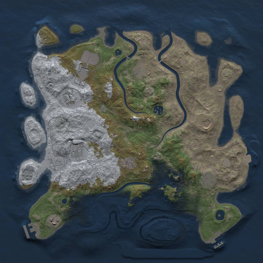 Rust Map: Procedural Map, Size: 3950, Seed: 3730858, 16 Monuments