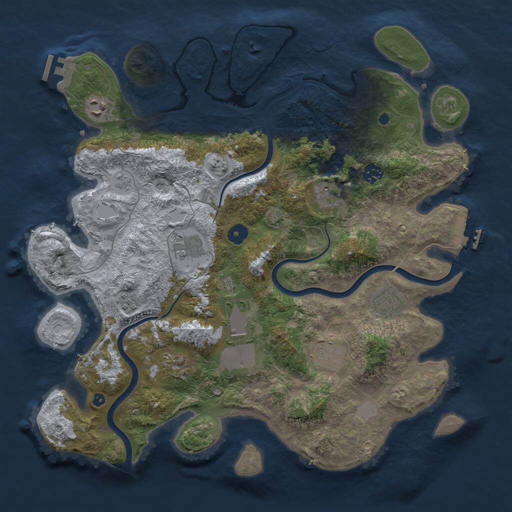 Rust Map: Procedural Map, Size: 3900, Seed: 807002395, 15 Monuments