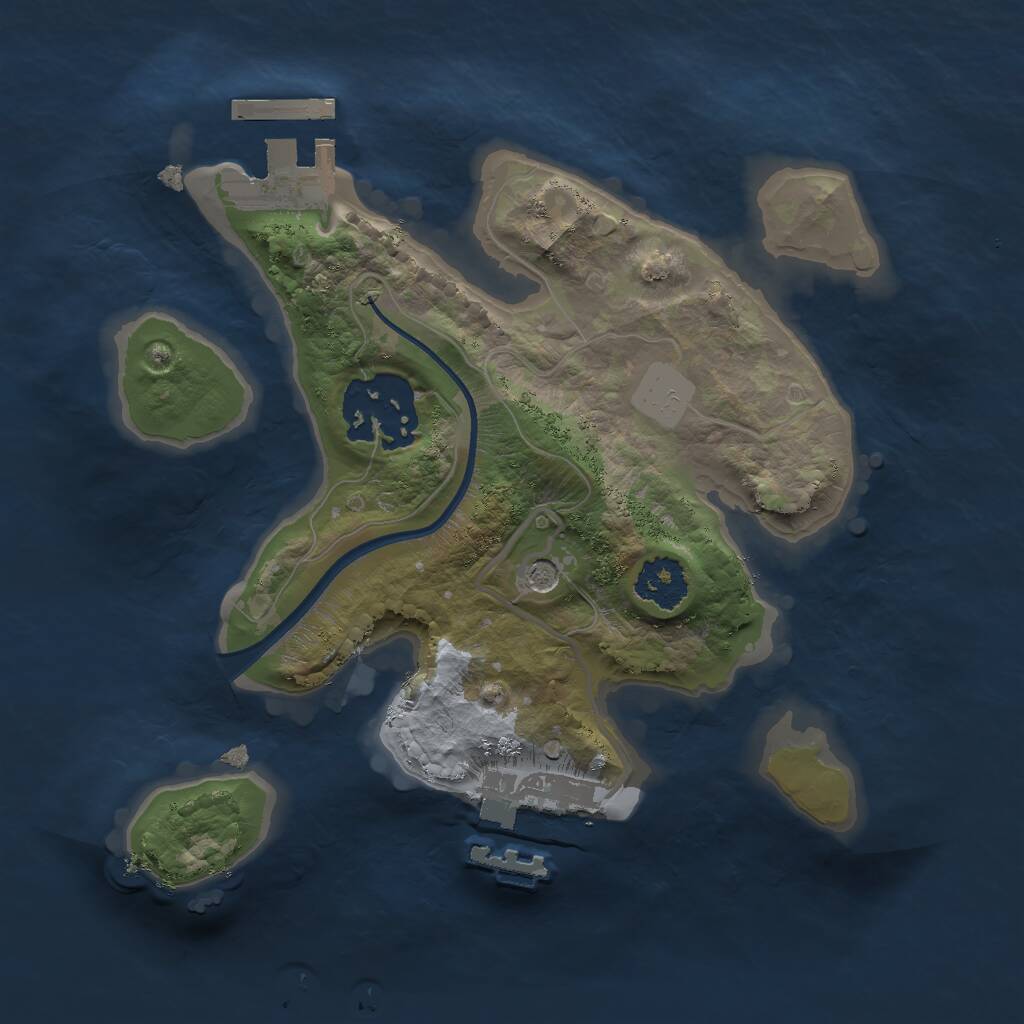 Rust Map: Procedural Map, Size: 2000, Seed: 197235, 5 Monuments