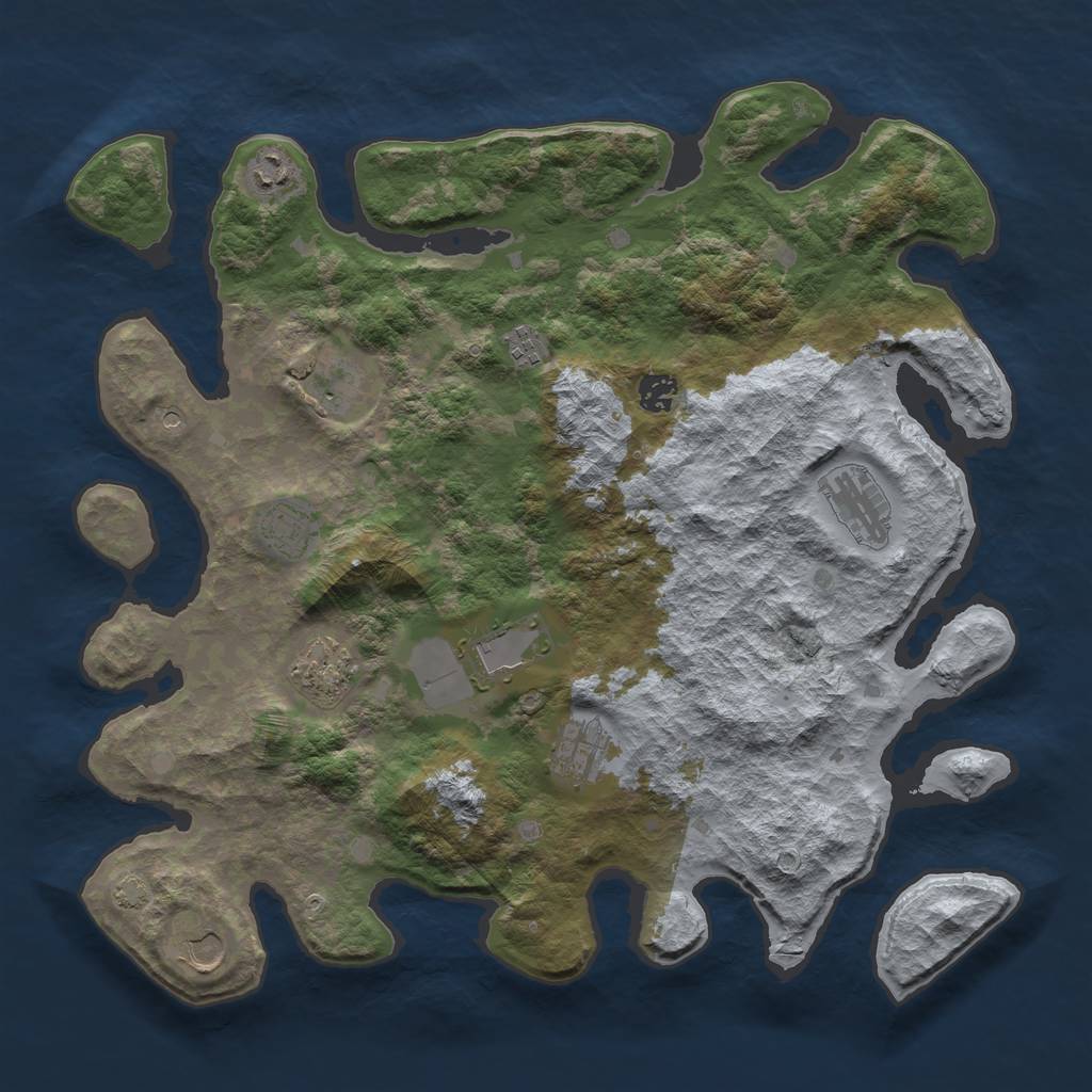 Rust Map: Barren, Size: 4100, Seed: 86121080, 14 Monuments