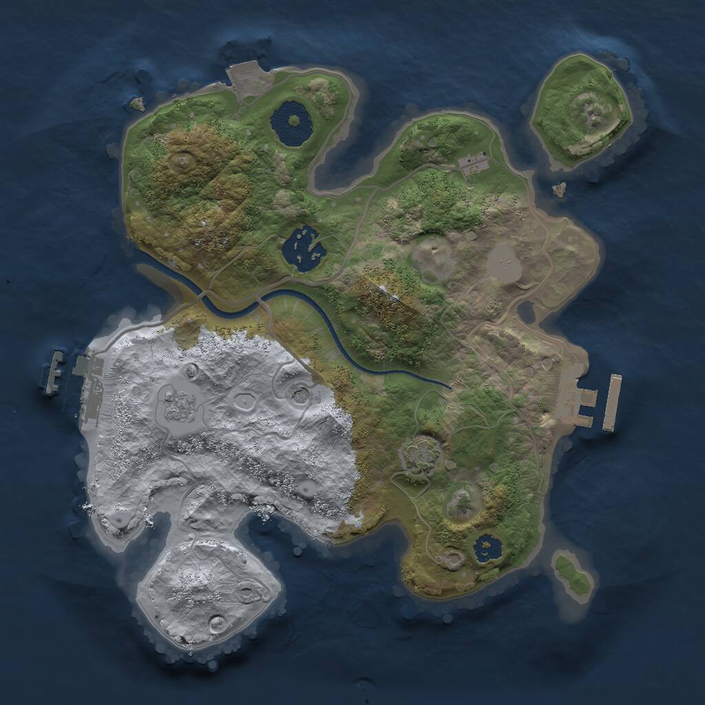 Rust Map: Procedural Map, Size: 2500, Seed: 205143559, 7 Monuments