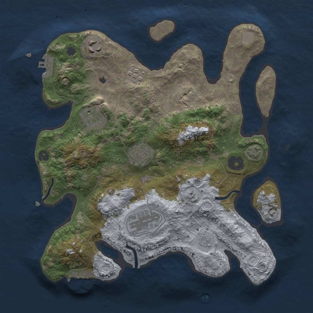 Rust Map: Procedural Map, Size: 3000, Seed: 50997755, 12 Monuments