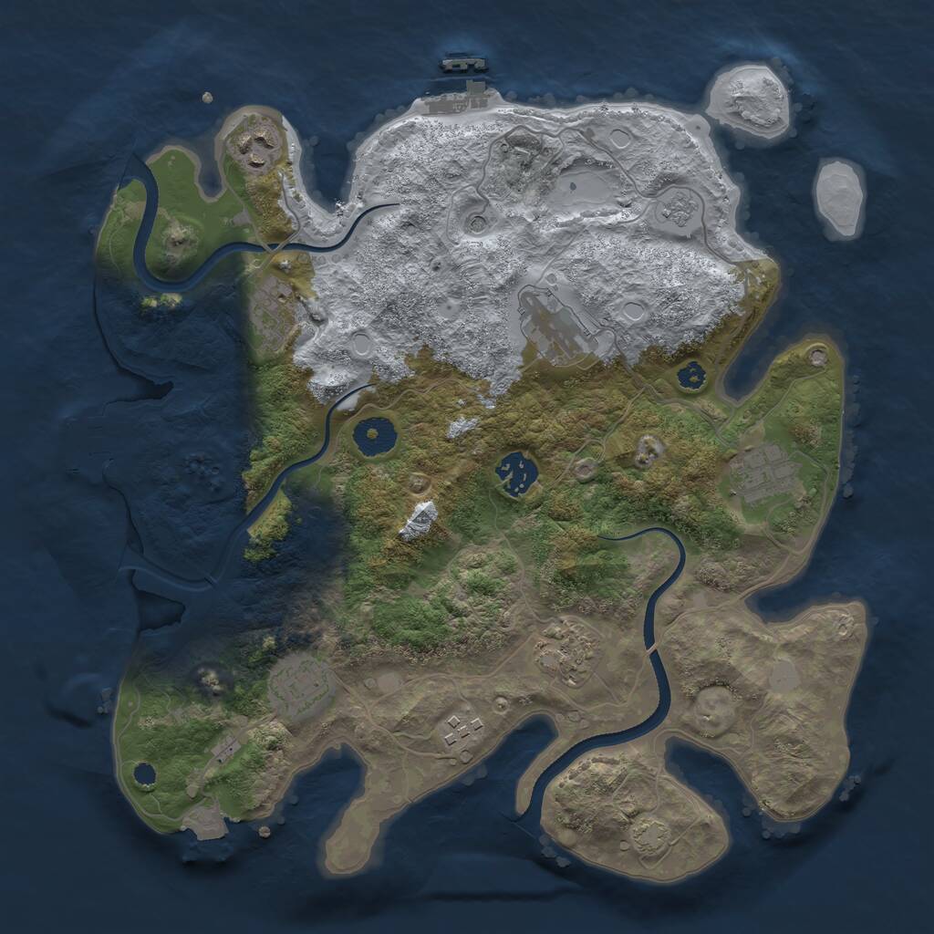 Rust Map: Procedural Map, Size: 3450, Seed: 30202187, 14 Monuments