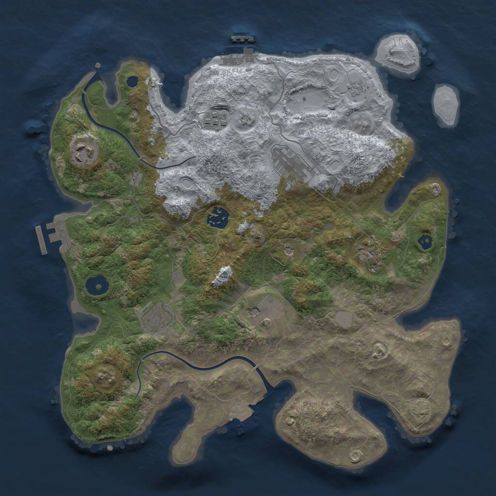 Rust Map: Procedural Map, Size: 3450, Seed: 30202187, 13 Monuments