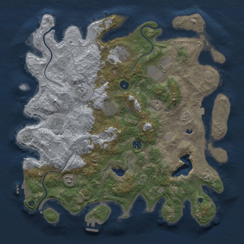 Rust Map: Procedural Map, Size: 4100, Seed: 45601750, 14 Monuments