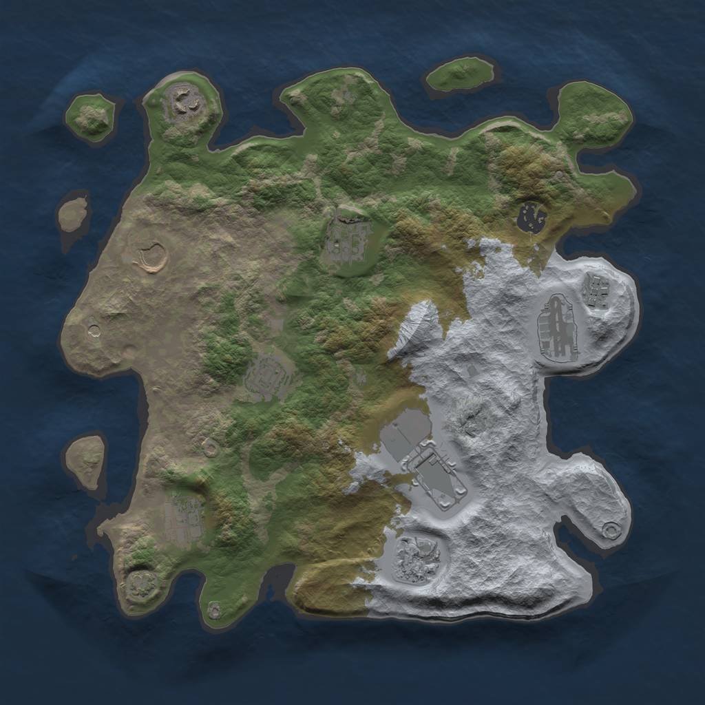 Rust Map: Barren, Size: 3550, Seed: 26947888, 14 Monuments
