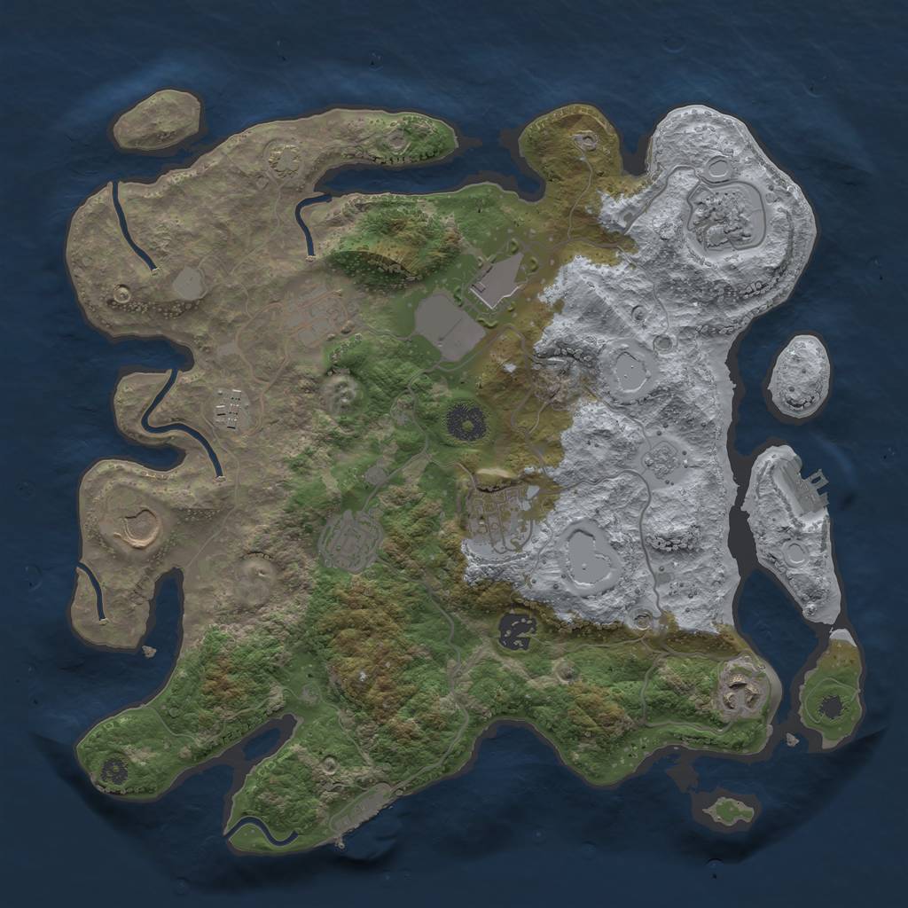 Rust Map: Procedural Map, Size: 3500, Seed: 2994796, 17 Monuments